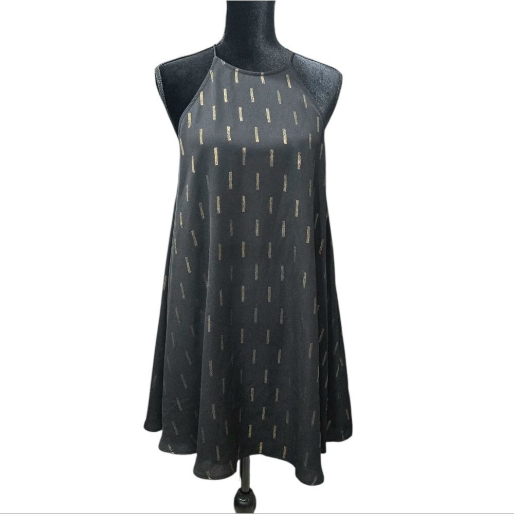 Everly Gold Fleck Halter-style Neckline Shift Dress Hoilday Party Wedding M